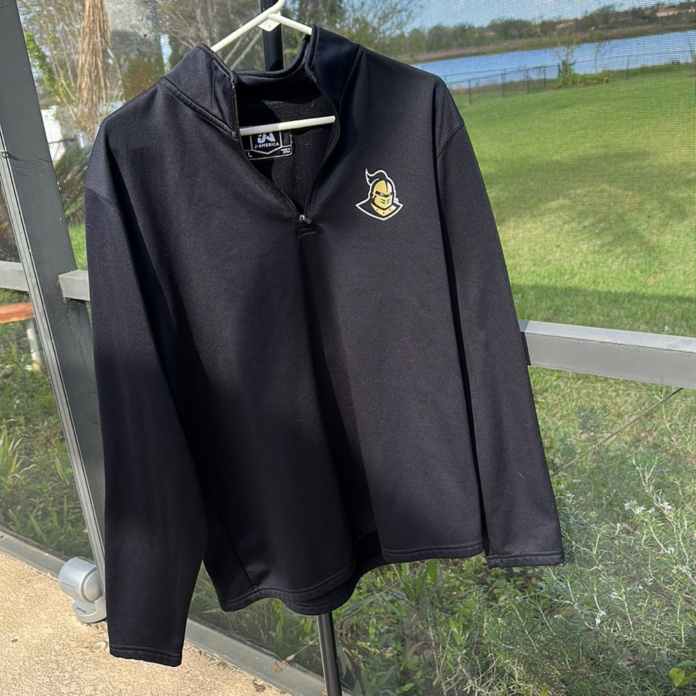 UCF 1/4 Zip Pullover Mens L Black Lightweight Long Sleeve NCAA Knights